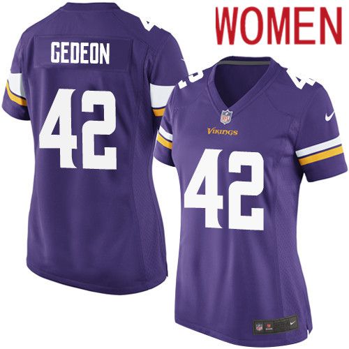 Women Minnesota Vikings #42 Ben Gedeon Nike Purple Game Player NFL Jersey->women nfl jersey->Women Jersey